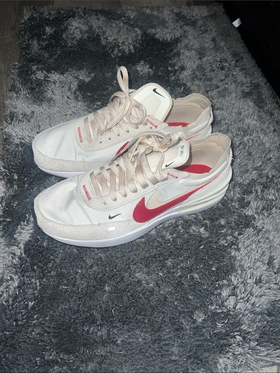 Nike Shoes - Nike Cream and Red Swoosh Low-Top Sneakers